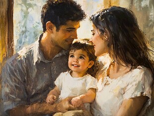 温馨一家三口幸福瞬间