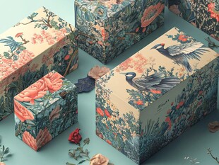 中式花鸟图案精美礼盒