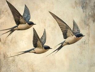 三只燕子空中翱翔