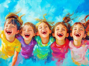 欢乐孩童的多彩笑颜