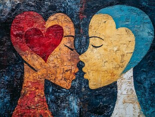 情侣亲吻艺术涂鸦