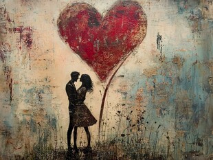 心形下的浪漫情侣