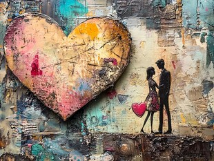 爱心下的浪漫情侣