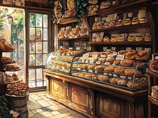 温馨复古风的精致面包店