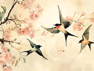 春日燕舞繁花图