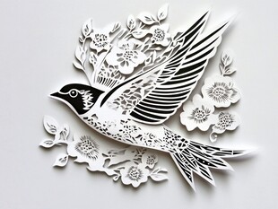 纸艺飞燕伴繁花