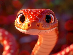 可爱红蛇的灵动特写