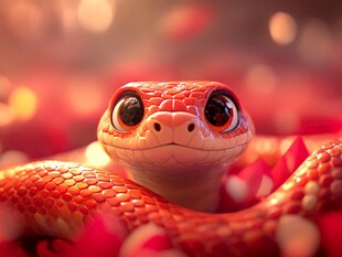 萌态红蛇 眼神灵动超吸睛