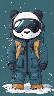 滑雪熊猫萌趣户外装扮