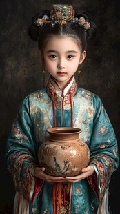 古典少女持陶罐华美写真