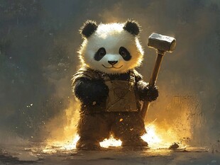 熊猫工匠持锤威风凛凛