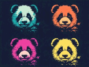 多彩熊猫头像图案设计