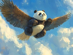 熊猫展翅翱翔天际