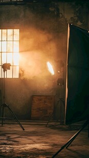 摄影棚内的光影艺术场景