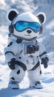 熊猫宇航员雪地酷炫造型