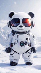 熊猫宇航员雪地酷炫亮相