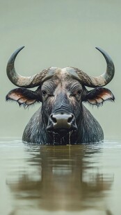 水中水牛特写