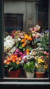 窗台上的缤纷花卉世界