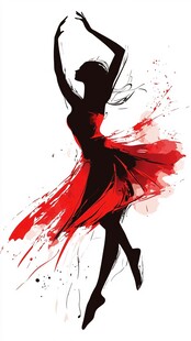 红裙舞者的灵动瞬间