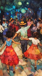 欢乐夜舞中的多彩人群