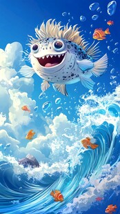 欢乐飞鱼跃浪奇幻海洋景