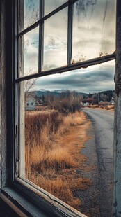 窗外秋景 旧窗与旷野之路