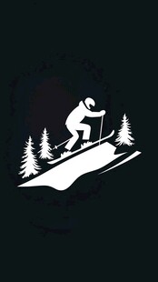 滑雪者在山林间飞跃