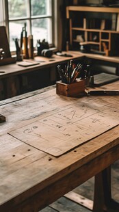 复古工作室的绘图工具场景