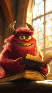 红毛怪兽专注读书时刻