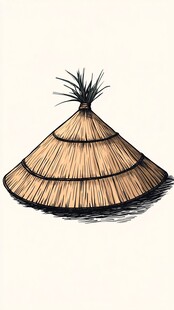 手绘传统斗笠草编帽形象