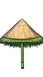 手绘传统斗笠插画形象