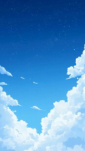 梦幻蓝天与白云飞鸟
