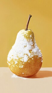 覆雪黄梨 清新水果静物图