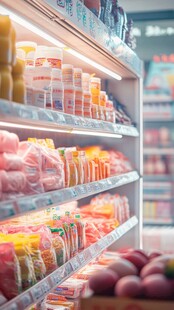 超市货架上琳琅满目的商品