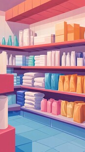 多彩货架上的丰富日用品