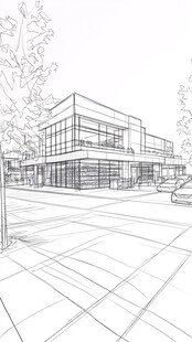 现代建筑手绘草图设计