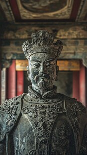 古代帝王雕像 尽显威严庄重