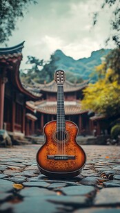 古建中静立的精致木吉他