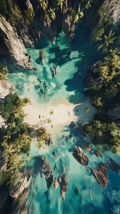 绝美海岛蓝绿水岸风光