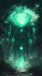 梦幻绿光森林神秘之境