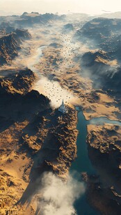 壮丽河谷航拍景观