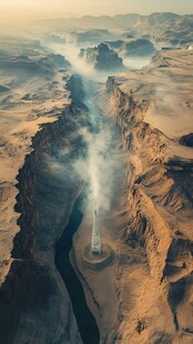 壮丽峡谷间的缥缈烟雾