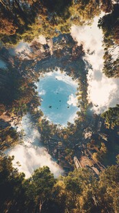 森林中的澄澈蓝天景观