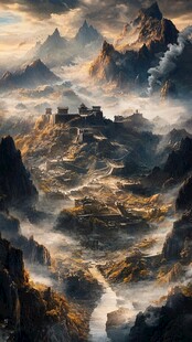 梦幻山间城堡奇幻景象