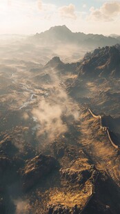 晨曦下壮丽蜿蜒的万里长城