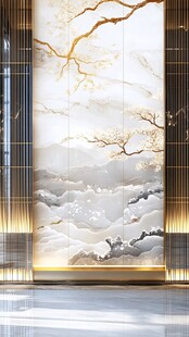 中式山水花鸟玄关装饰画