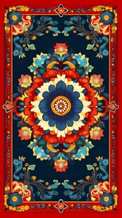 绚丽民族风传统花纹地毯