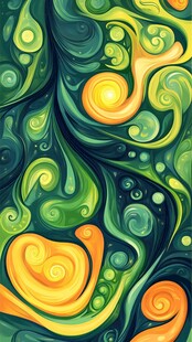 梦幻绿黄交织抽象艺术图案