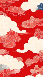 红色祥云图案背景设计
