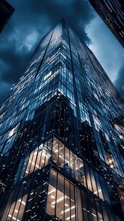 夜幕下的璀璨摩天大楼